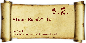 Vider Rozália névjegykártya
